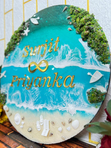 Resin 16by16 inch round with Oceean Name plate with ire-land Nameplate