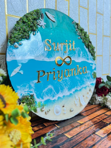 Resin 16by16 inch round with Oceean Name plate with ire-land Nameplate