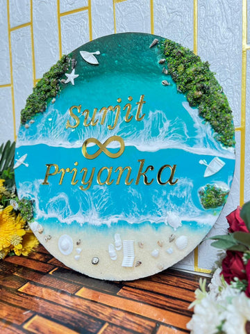 Resin 16by16 inch round with Oceean Name plate with ire-land Nameplate
