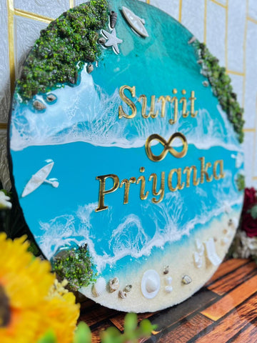 Resin 16by16 inch round with Oceean Name plate with ire-land Nameplate