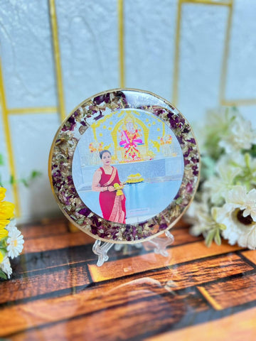 Resin 5inch Round God Flowers with Photo Flowers Preservatiopn