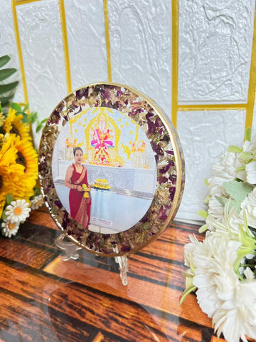 Resin 5inch Round God Flowers with Photo Flowers Preservatiopn