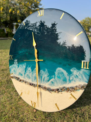 Premium Green Ocean Resin Wall Clock 27 inch