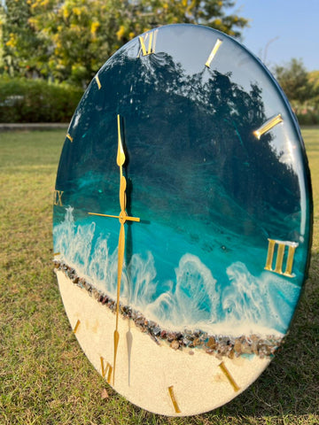 Premium Green Ocean Resin Wall Clock 27 inch