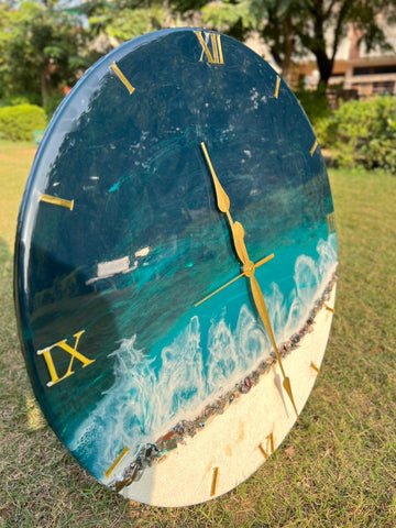 Premium Green Ocean Resin Wall Clock 27 inch