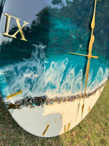 Premium Green Ocean Resin Wall Clock 27 inch