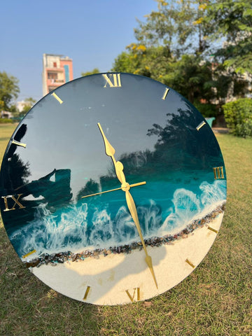Premium Green Ocean Resin Wall Clock 27 inch