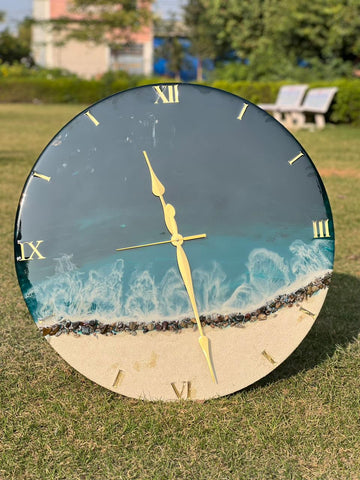Premium Green Ocean Resin Wall Clock 27 inch