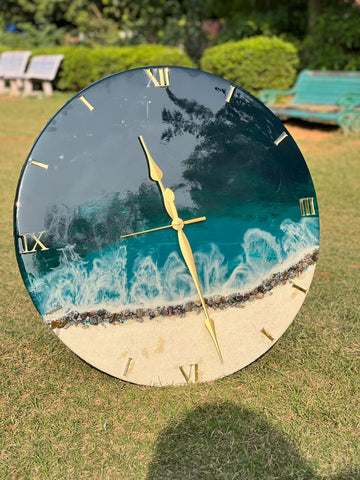 Premium Green Ocean Resin Wall Clock 27 inch