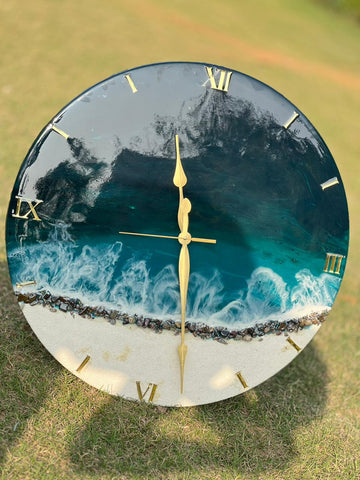 Premium Green Ocean Resin Wall Clock 27 inch