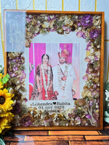 Resin 15by18 inch big frame with Couple photo & Date with Wall hangning option Varmala Preservation