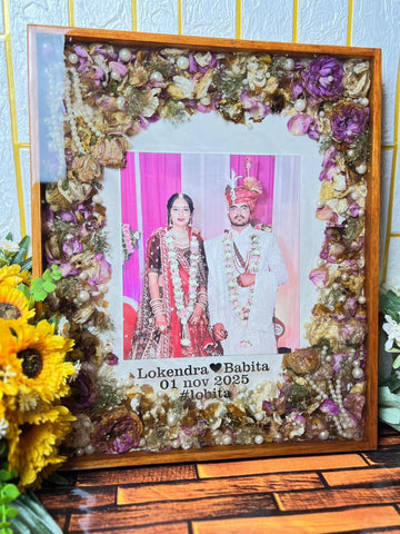 Resin 15by18 inch big frame with Couple photo & Date with Wall hangning option Varmala Preservation