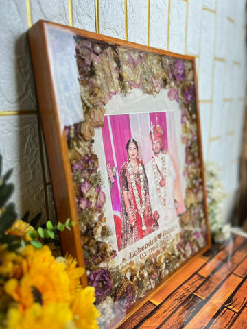 Resin 15by18 inch big frame with Couple photo & Date with Wall hangning option Varmala Preservation