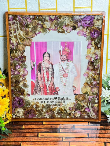 Resin 15by18 inch big frame with Couple photo & Date with Wall hangning option Varmala Preservation