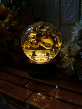Resin Round LED lamp with stand flowers & pearls Varmala Preservation