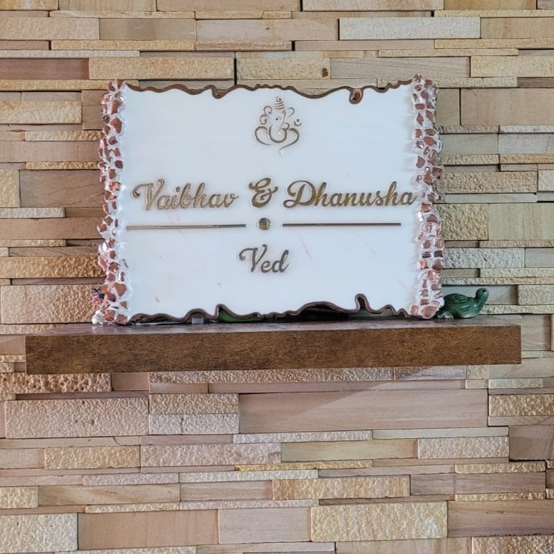 Curvy shape Resin Nameplate | Handmade Nameplate