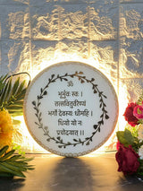 Resin 10 inch round gayatri manta with LED light & 10inch Acrylic curve shape Om with LED