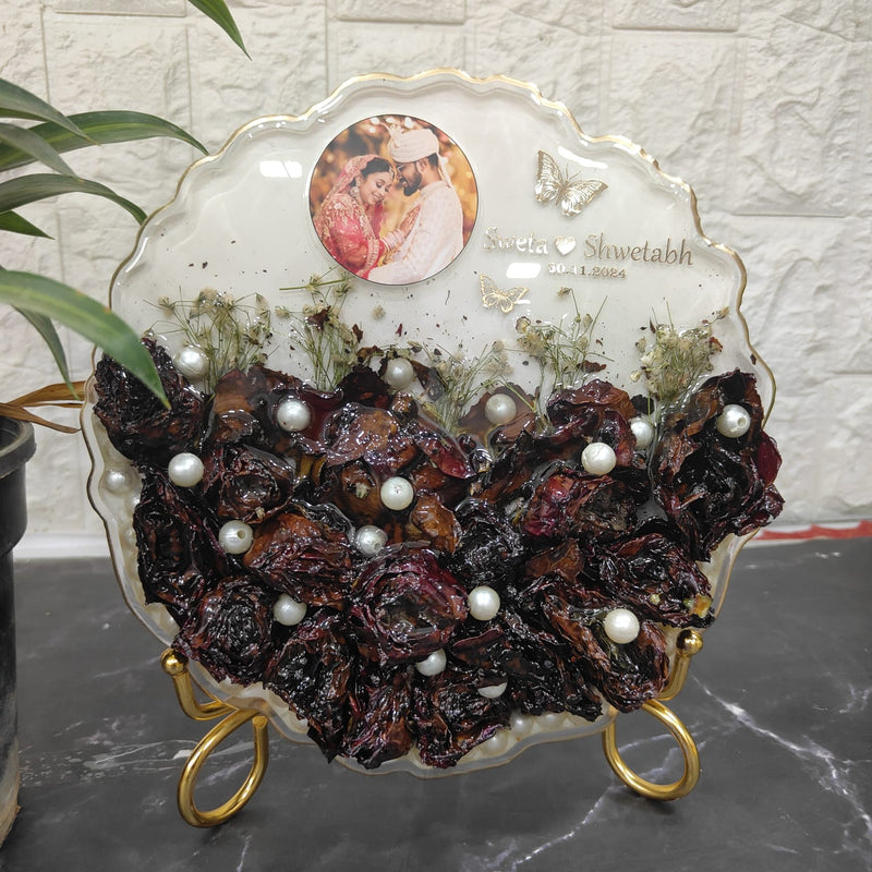 Unique Resin Wedding Memory Keepsake | Wedding Roses Preservation (8-Inches)