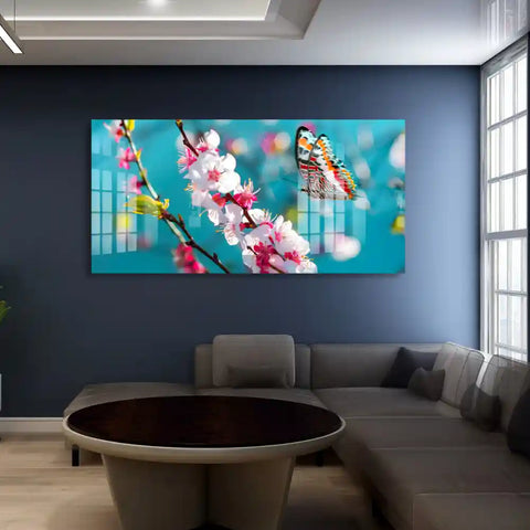 Abstract Flowers And Butterfly Acrylic Art