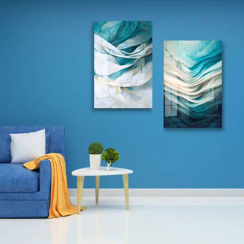 Abstract Light Blue and White Acrylic art