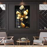 Abstract Luxury Golden Flower Acrylic Art
