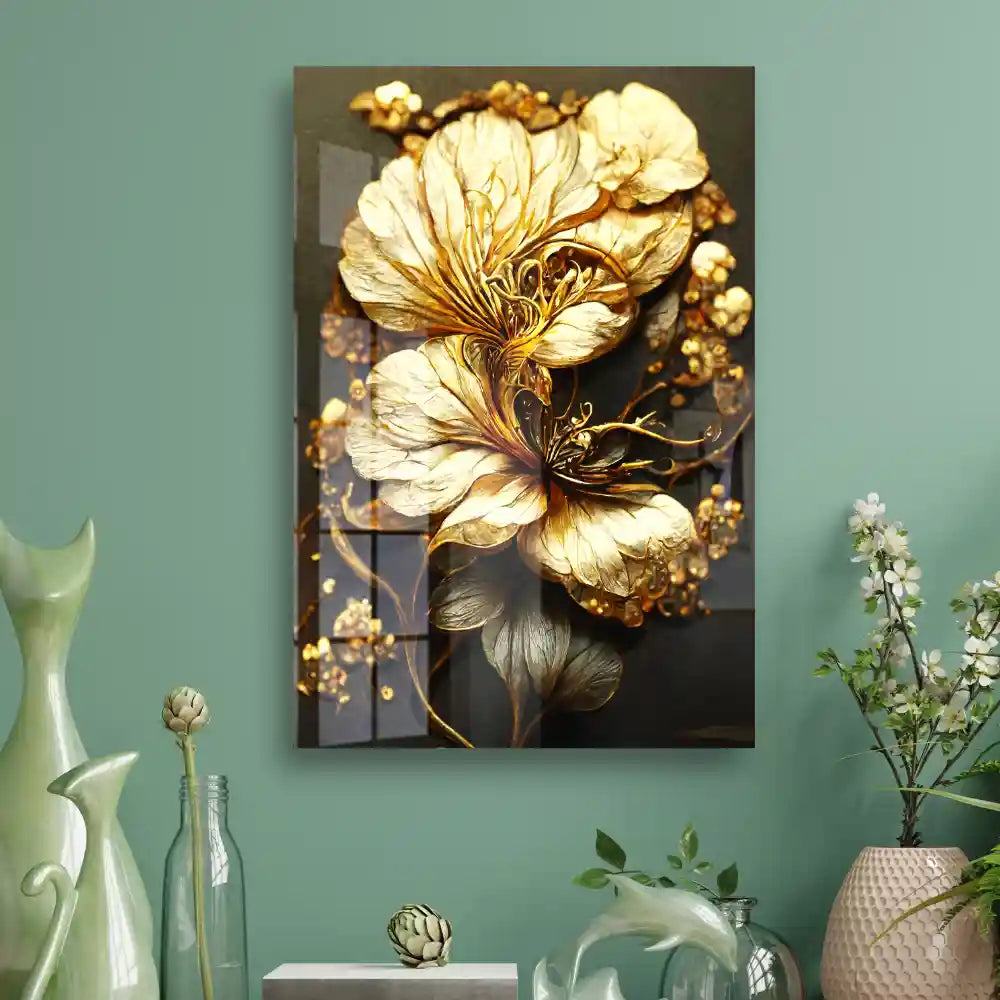 Affordable Luxury Golden Floral Acrylic Wall Art