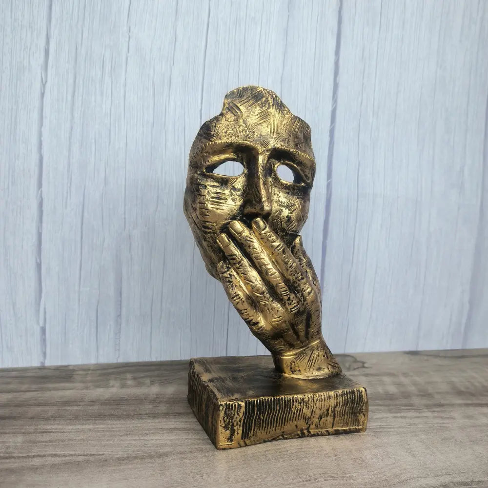 Antique Human Face Sculpture Art With Hand On Face  showpiece vastu statue