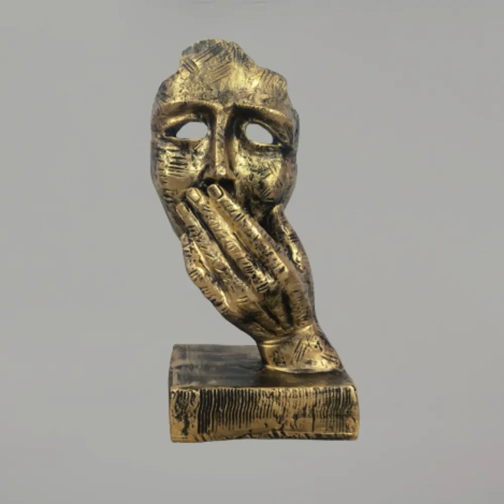 Antique Human Face Sculpture Art With Hand On Face for table docor