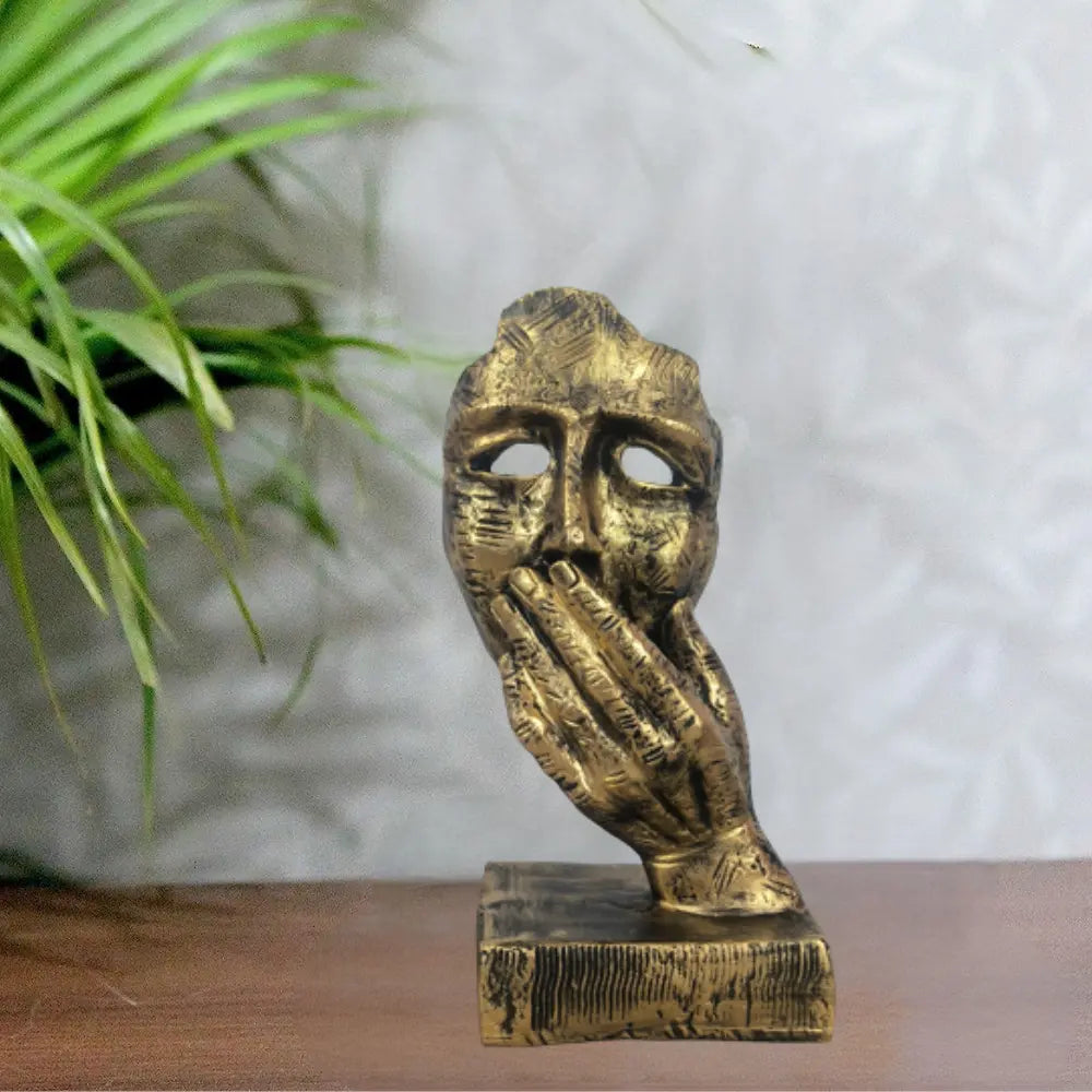 Antique Human Face Sculpture Art With Hand On Face showpeice for gifting