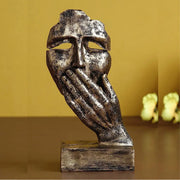 Antique Golden Human Face Statue Figurine