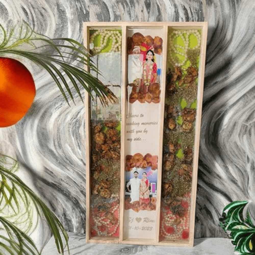 Wedding Varmala and Photos Preservation in Resin Wooden Frame | Rectangle Wedding Couple Photo Frame (12x24 Inch)