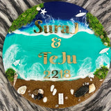 Beautiful Round Shape Ocean Theme Epoxy Nameplate (18 Inches)