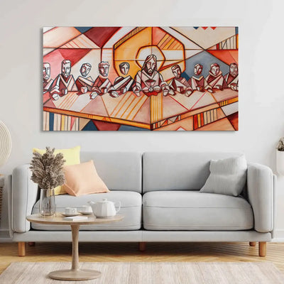 Modern Last Supper Canvas Painting, Jesus and Disciples, 48x24