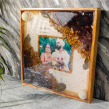 10-inch Varmala Flower Preserved Photo Frame | Large Pearls Balls Decor with Multicolor Flowers | Best Wedding Details Preservation Frame (10 Inch)