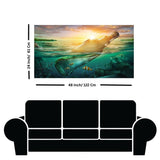 Bottle and Sunset Ocean Pollution Canvas Wall Painting