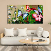 Bright Butterflies in Flowers Canvas Painting