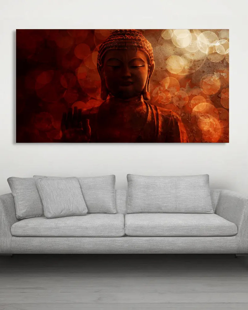 Shop Buddha Blurred Textured Red Background canvas painting for living room