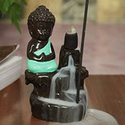 Buddha Idol Smoke Backflow Cone Incense Holder dhoop batti Holder Decorative Showpiece with 10 Free Smoke Backflow Scented Cone Incenses For pooja room, décor your home, office and gift