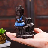 Buddha Smoke Fountain Backflow Statue dhoop batti Holder Decorative Showpiece with 10 Free Smoke Backflow Scented Cone Incenses For pooja room, décor your home, office and gift
