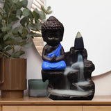 Buddha Smoke Fountain Backflow Statue dhoop batti Holder Decorative Showpiece with 10 Free Smoke Backflow Scented Cone Incenses For pooja room, décor your home, office and gift