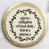Bulk Buy Mini Resin Gayatri Mantra Frame Golden And White Marble Texture With Stand Decor
