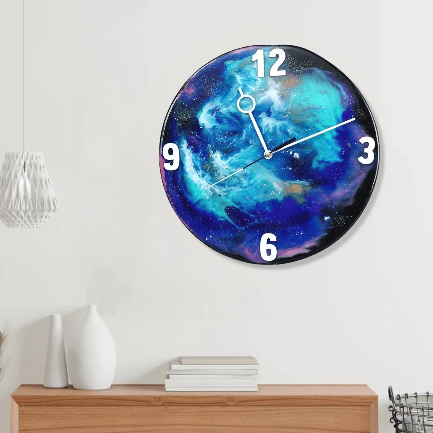 buy-black-blue-galaxy-effect-round-handmade-wall-clock
