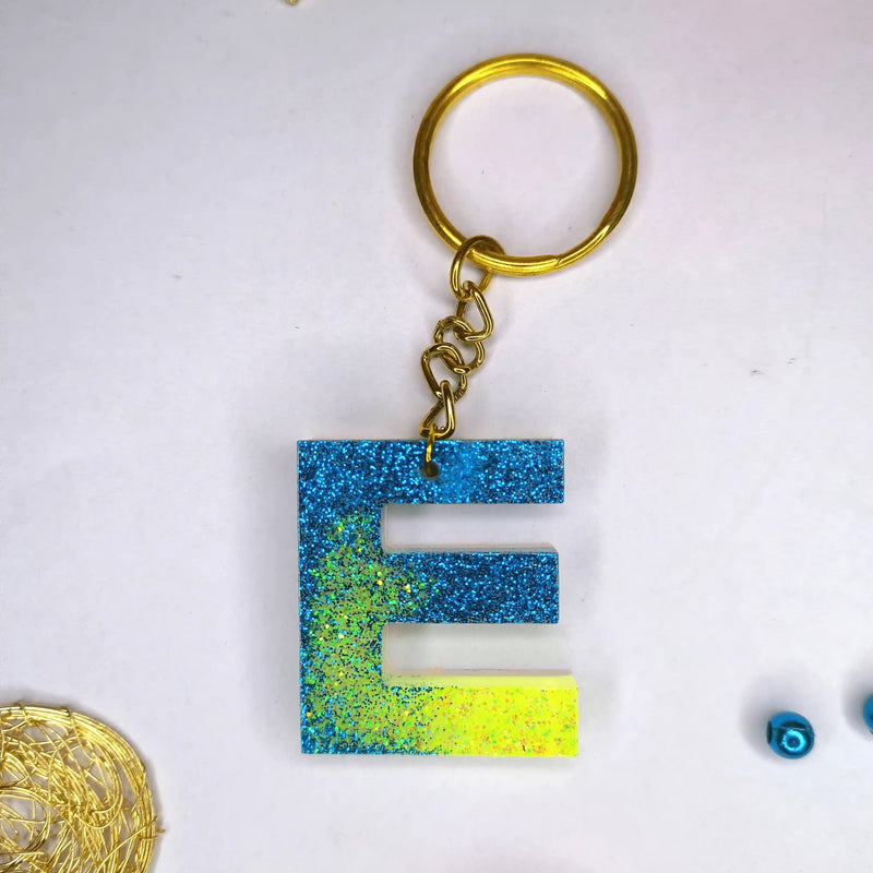 Colorful resin keychain with E initials For Woman Fro sale