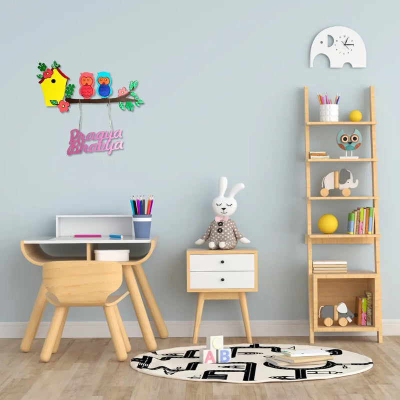 Handmade KidsBuy Nameplate With Multi-Color - Owl On Tree