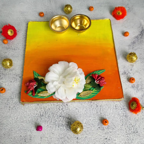Buy Handpainted resin tilak thali With Flower