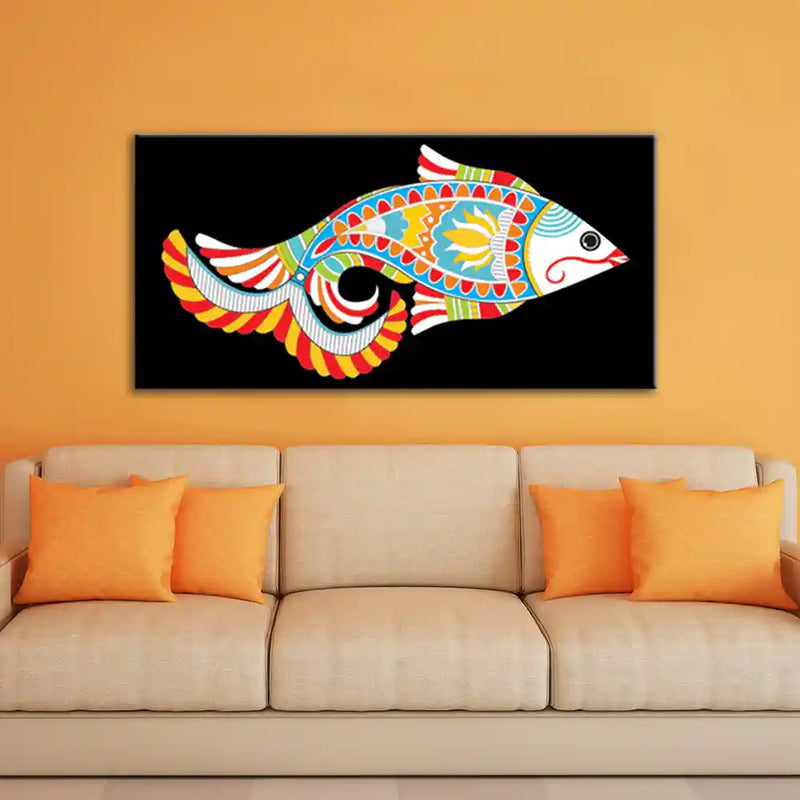 Madhubani Fish Canvas Wall Painting