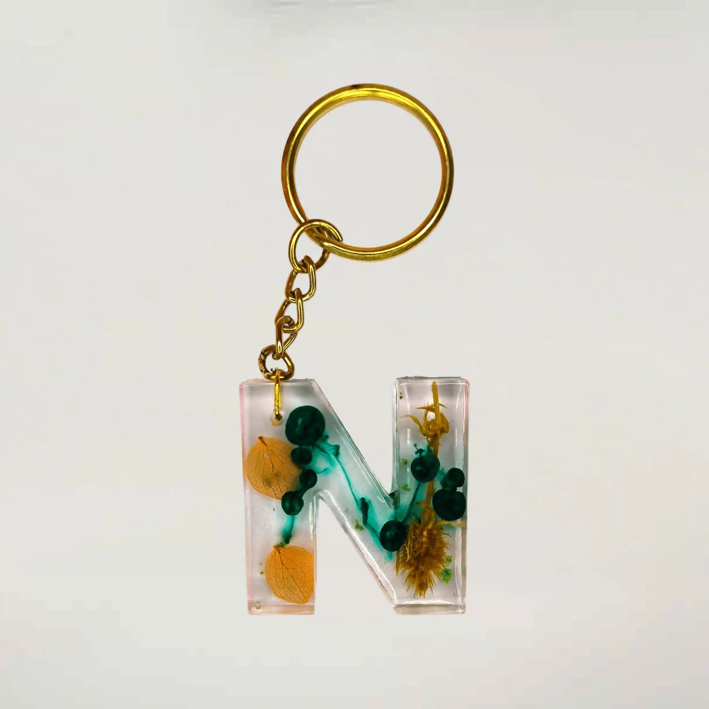 Buy Modern Preserved Flowers Resin Keychains With Customizable Monogram For Men and Women