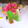 Buy Multi-design resin keychains with N alphabet for Women Purse Handbags