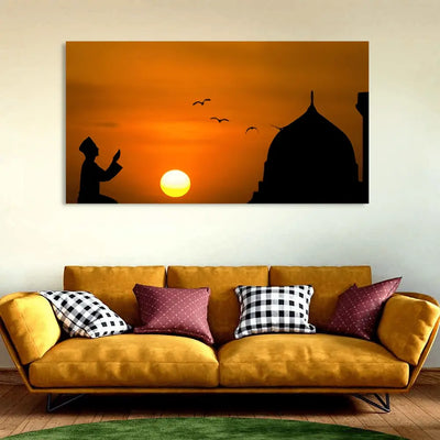 Canvas Wall Painting of Muslim Man Praying