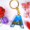 Buy Preserved Flower Resin Keychains With Beautiful Blue Multiple Alphabet Perfect for Couples
